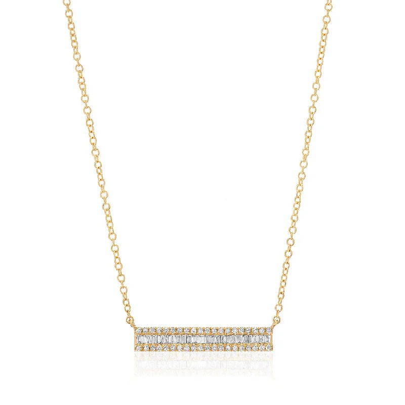 hammered gold stacking rings Channel Baguette with Diamond Edge Bar Necklace