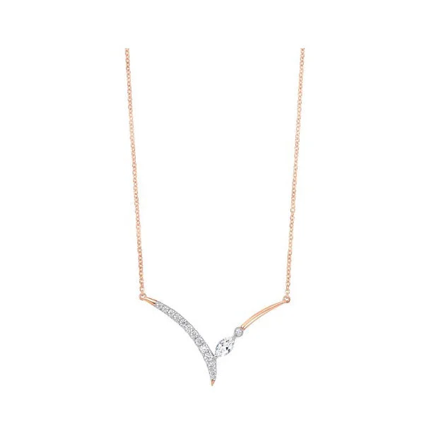 celestial sunburst necklace gold Rose Gold & Diamond V-Shaped Necklace