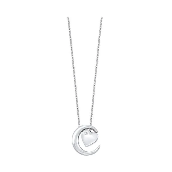 dainty gold anchor bracelet Sterling Silver & CZ Crescent Moon and Heart Pendant | Fernbaugh's Jewelers