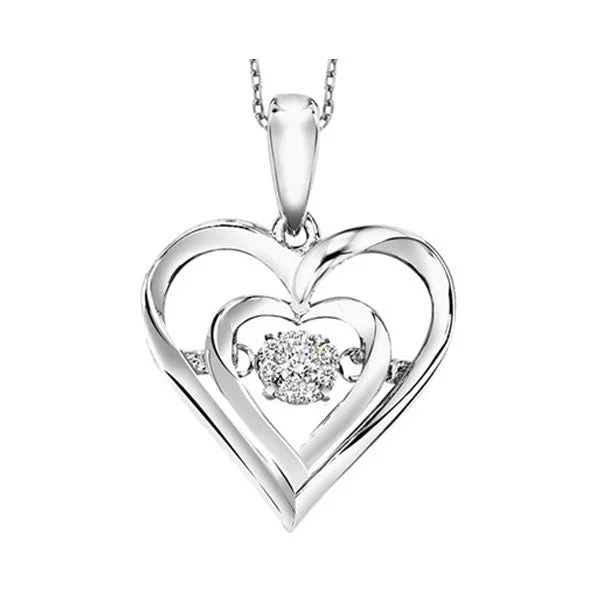 pearl stud earrings classic Sterling Silver & Diamond Rhythm Of Love Double Heart Pendant