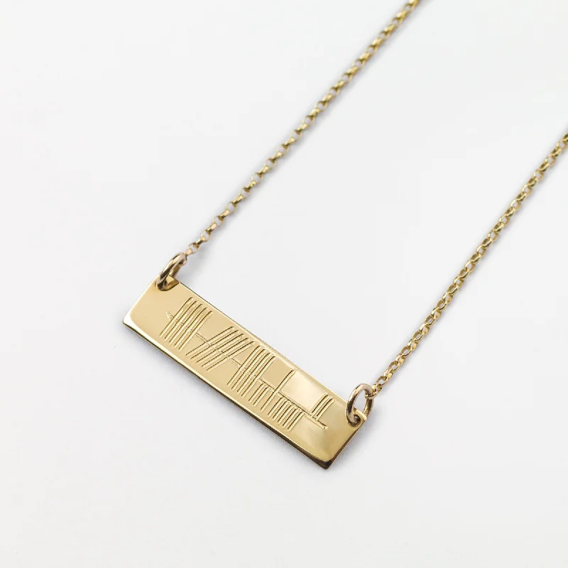 chunky gold chain necklace Horizontal Ogham Pendant - Gold