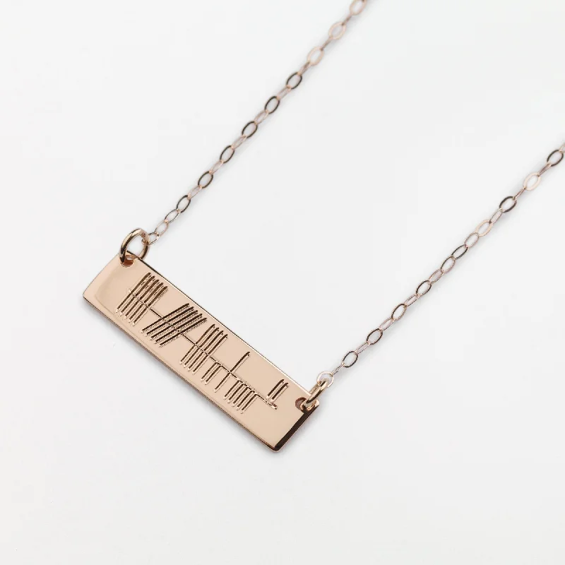 custom initial pendant necklace Horizontal Ogham Pendant -  Rose Gold