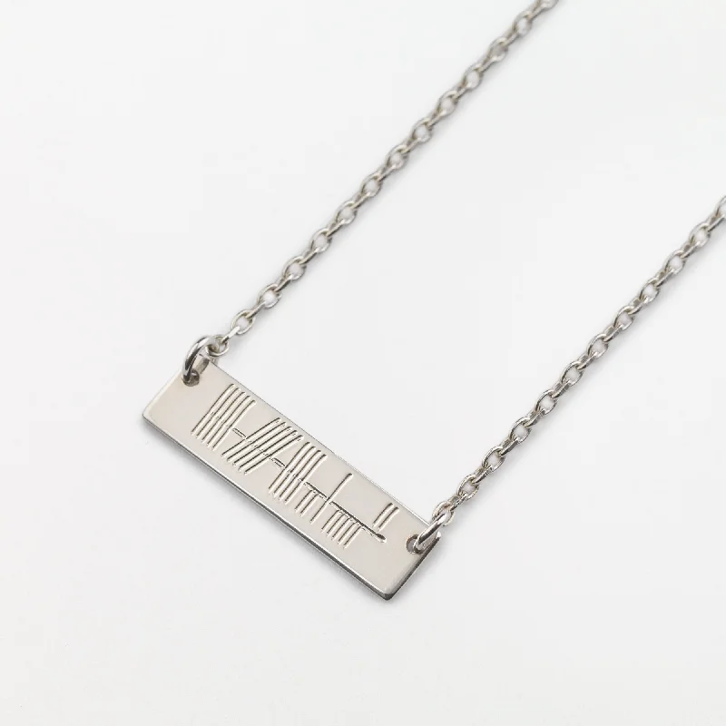 personalized name ring Horizontal Ogham Pendant -  Silver
