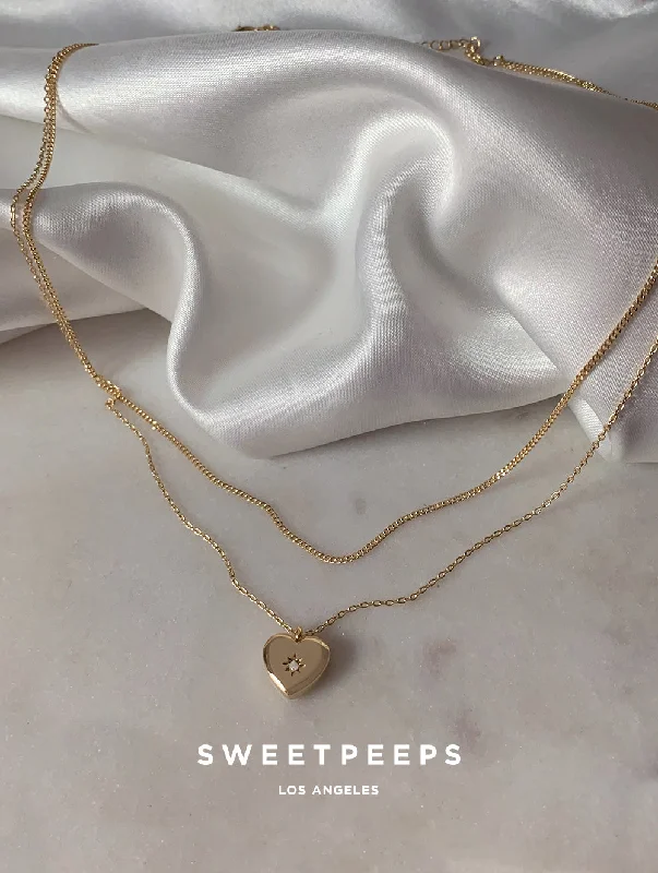 classic diamond solitaire earrings I Heart You Layered Necklace (IH2)