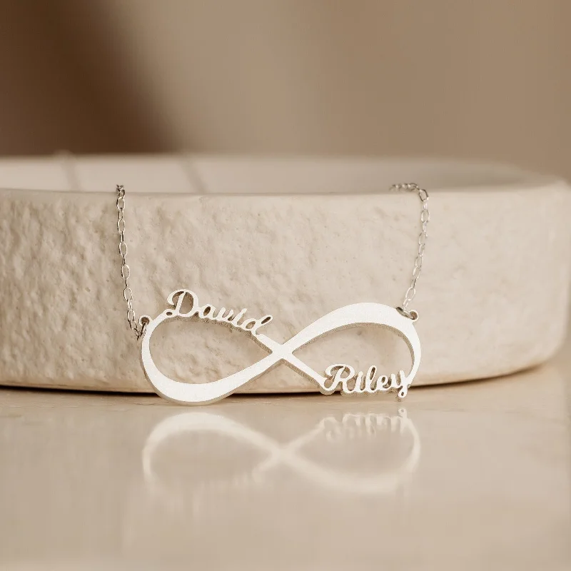 minimalist gold square earrings Infinity Name Necklace