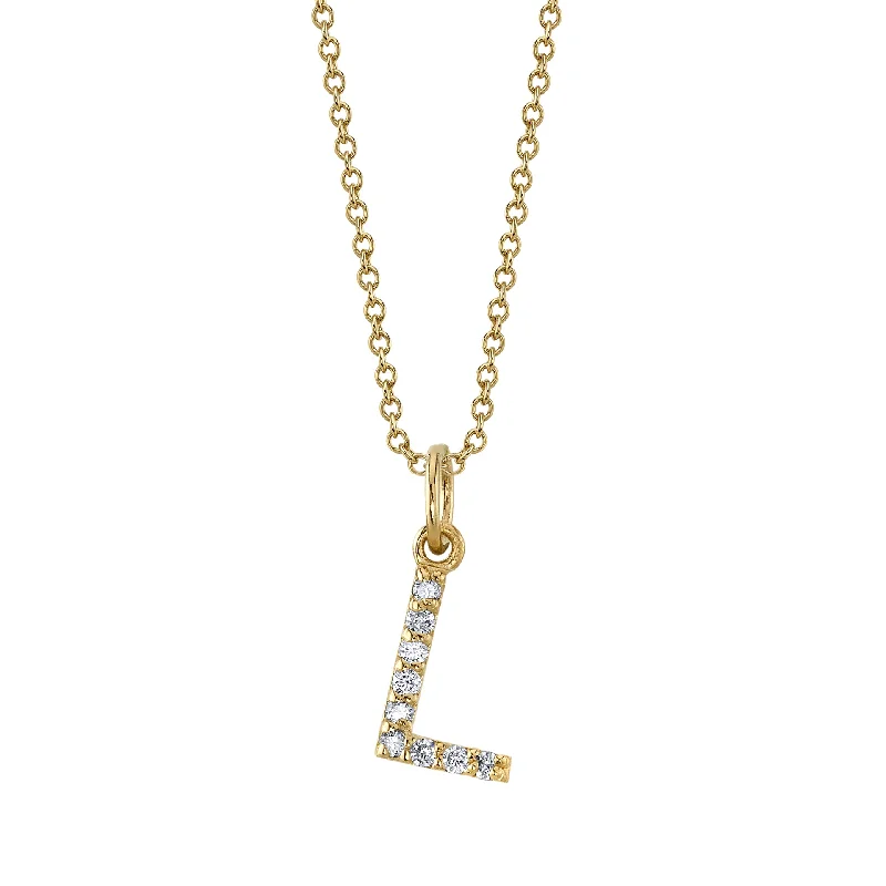 L Initial Birthstone Charm Necklace