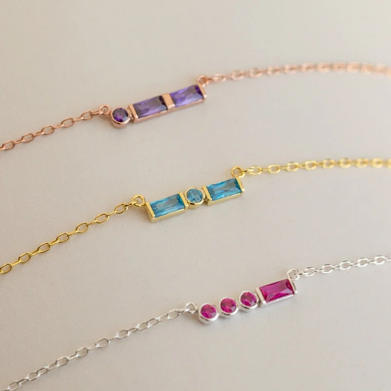 dainty beaded stretch bracelet Initial Morse Birthstone Necklace