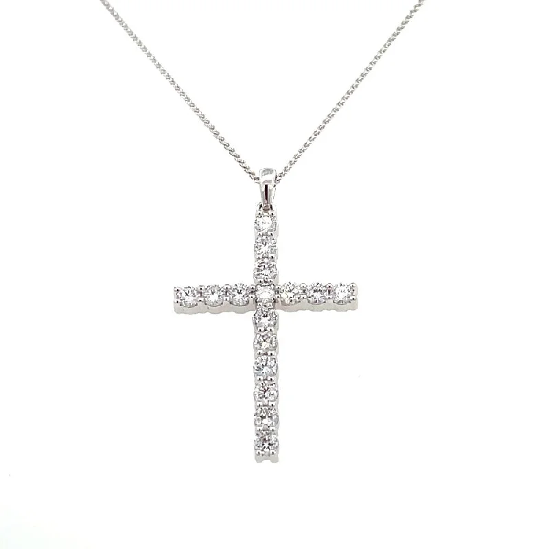 natural crystal pendant necklace Flourish by Fernbaugh's 14K White Gold and Lab Grown Diamond Classic Cross Pendant