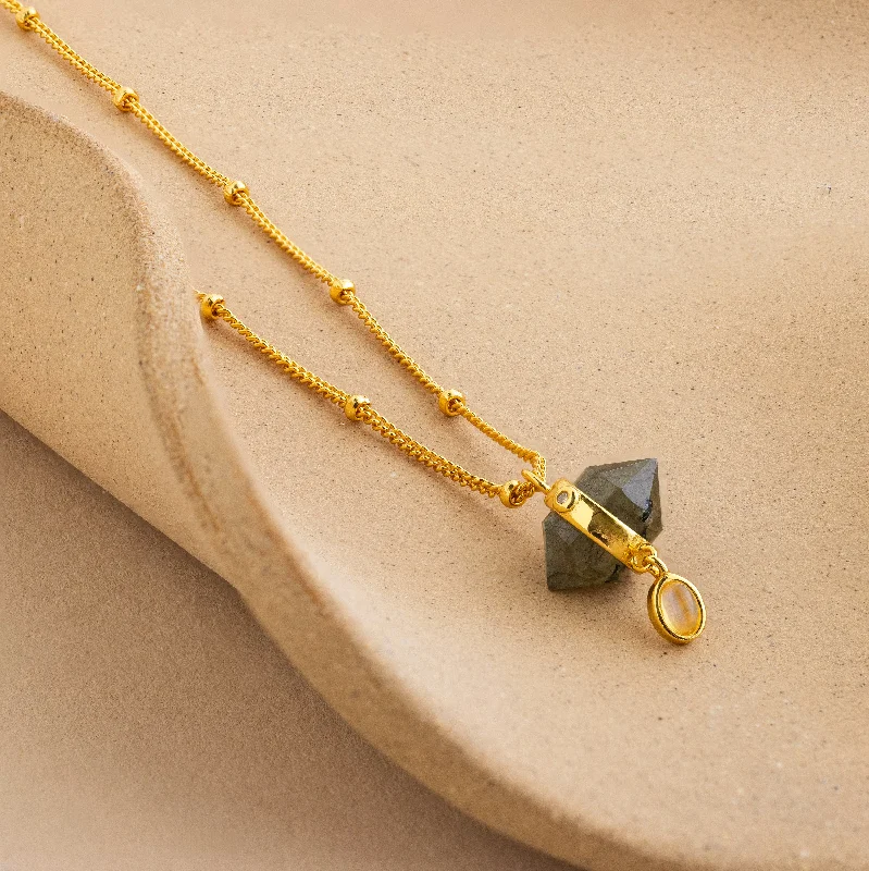 gothic black onyx ring men Labradorite & Moonstone Drop Necklace