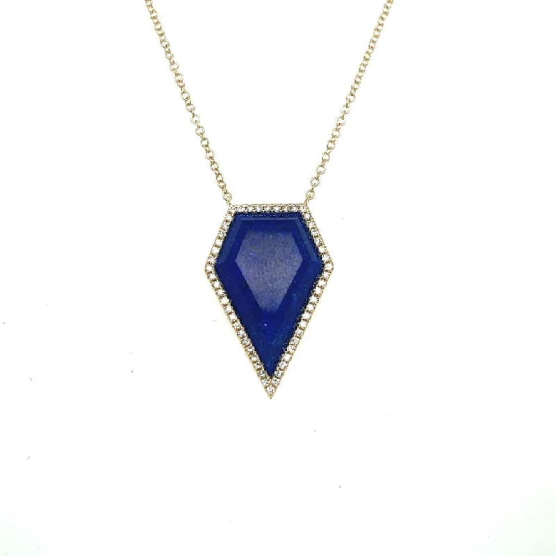 Lapis Shield Pendant with Accent Diamonds at Regard Jewelry in Austin, Texas.