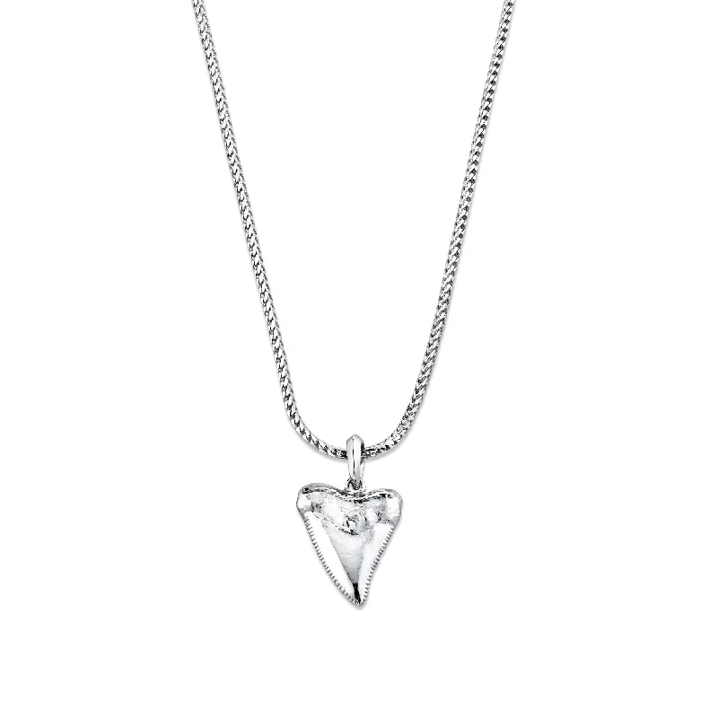 statement silver feather earrings Guardian Shark Tooth Pendant Necklace
