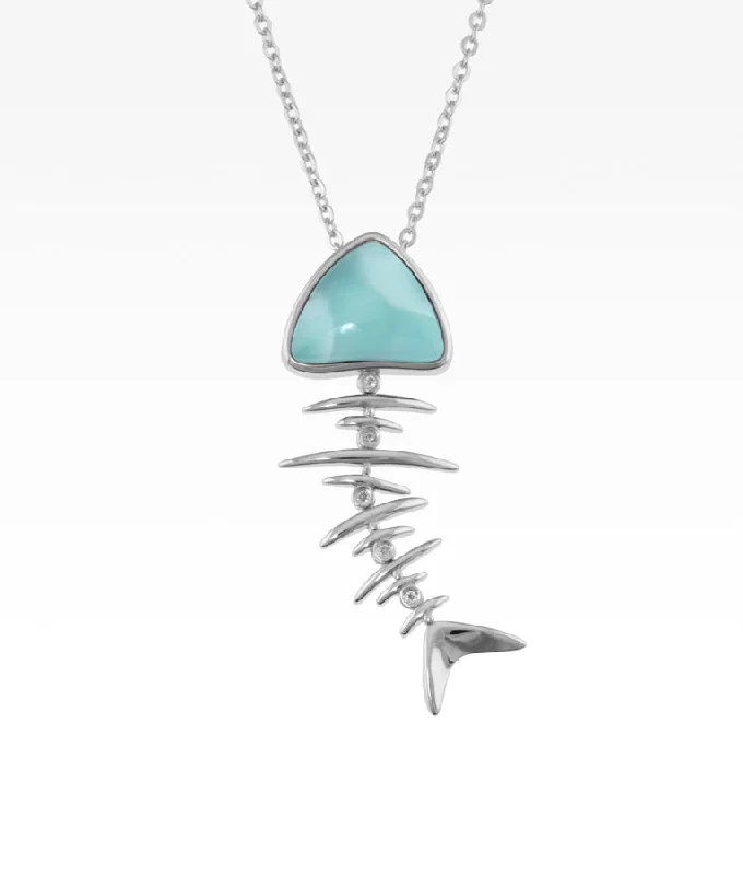 personalized name ring Larimar Bonefish Necklace