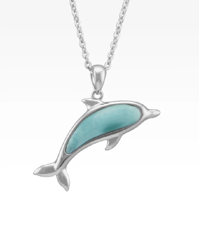 handcrafted turquoise necklace Larimar Dolphin Necklace
