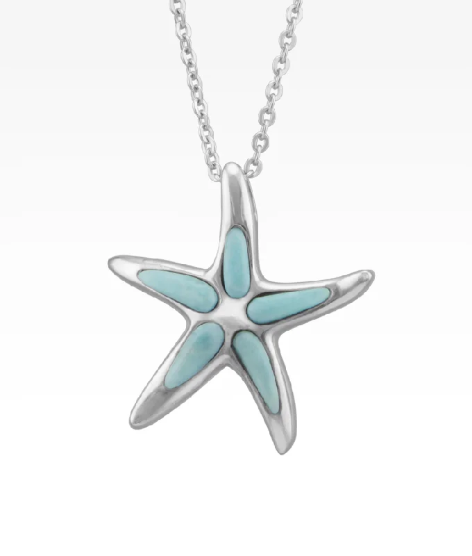 thin gold wedding band women Larimar Inlay Starfish Necklace