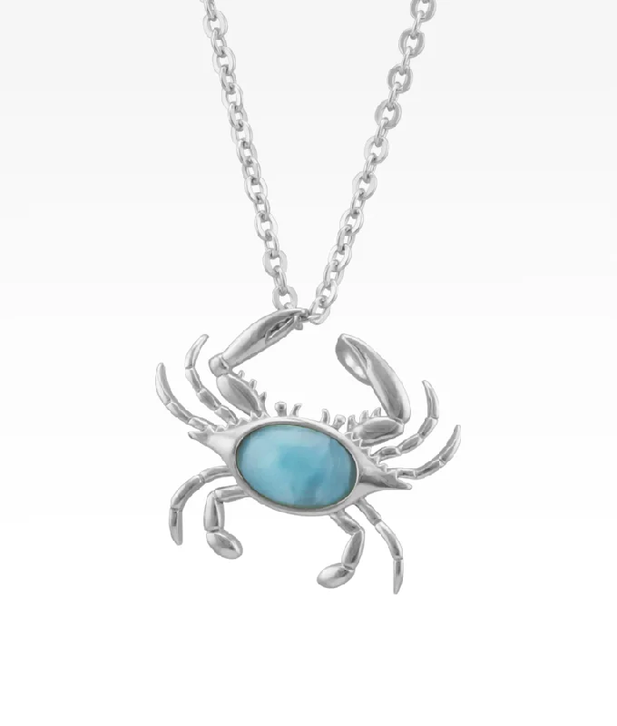 silver feather charm necklace Larimar Maryland Crab Necklace