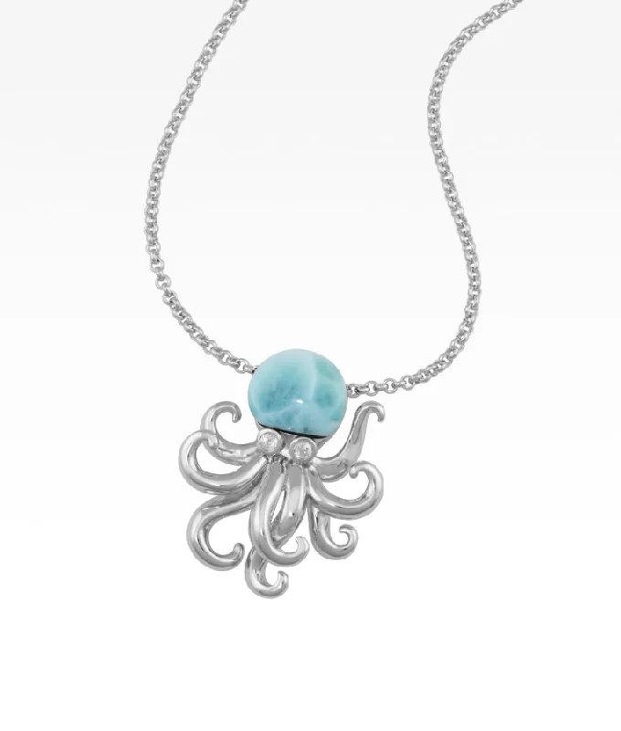personalized bar necklace silver Larimar Octopus Necklace