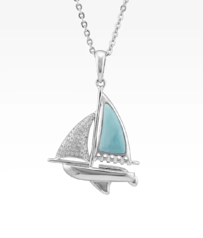 personalized photo locket necklace Larimar Sailboat Necklace