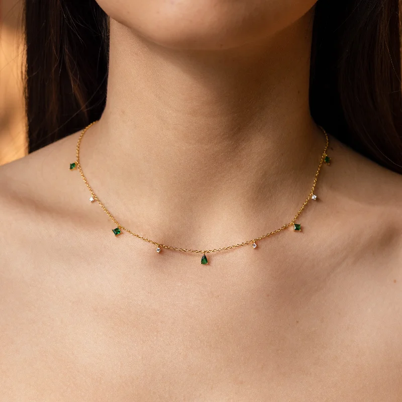 sterling silver infinity loop ring Larissa Emerald Station Necklace