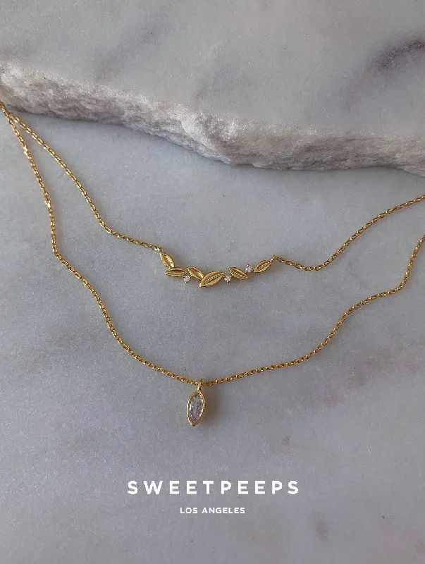 handcrafted gemstone pendant Layered Leaf Necklace (Leaf)