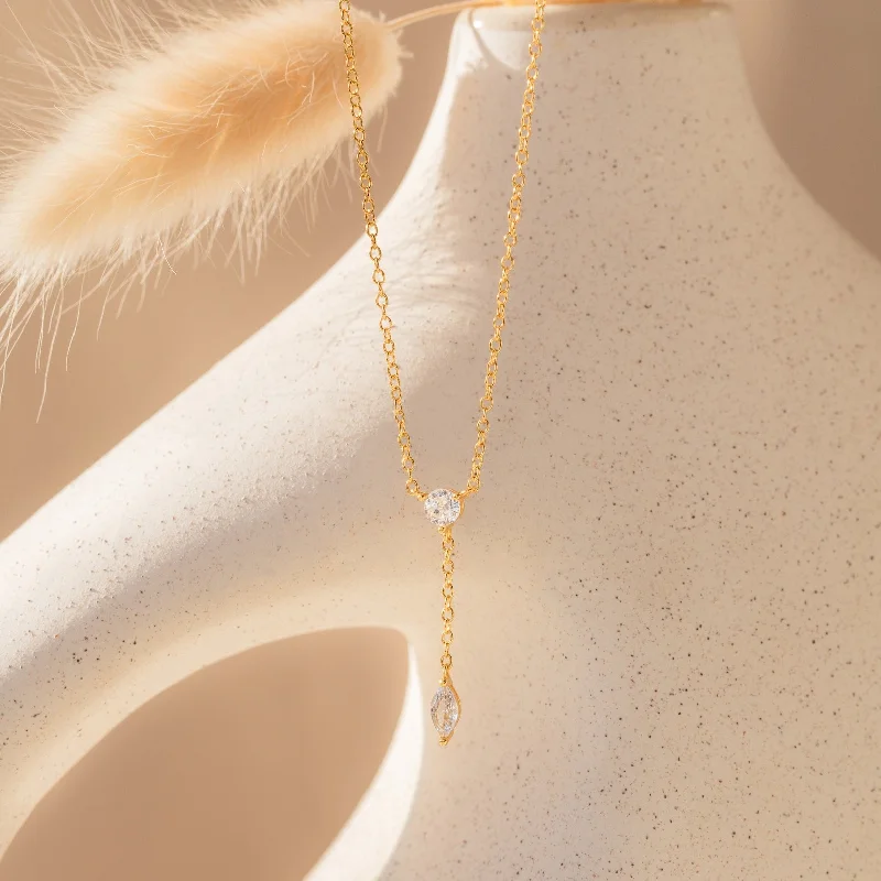 celestial star ring gold Leena Diamond Lariat Necklace