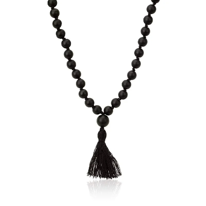 dainty sapphire gemstone bracelet LH x JA Akasha Onyx Mala Bead Tassel Necklace | Ready to Ship