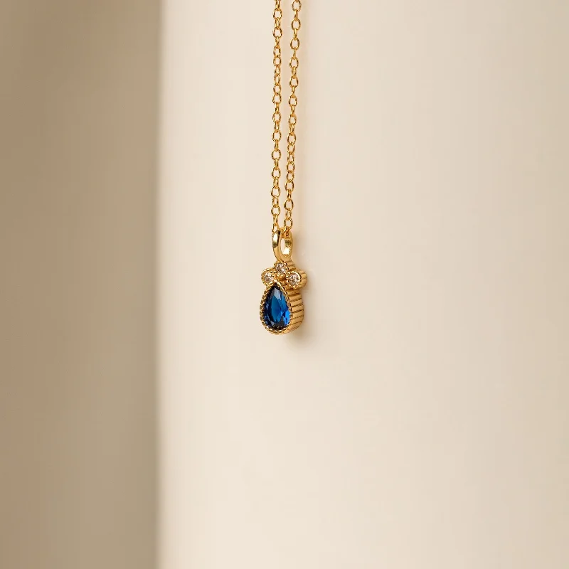 classic gemstone stud earrings Lorelei Sapphire Teardrop Necklace