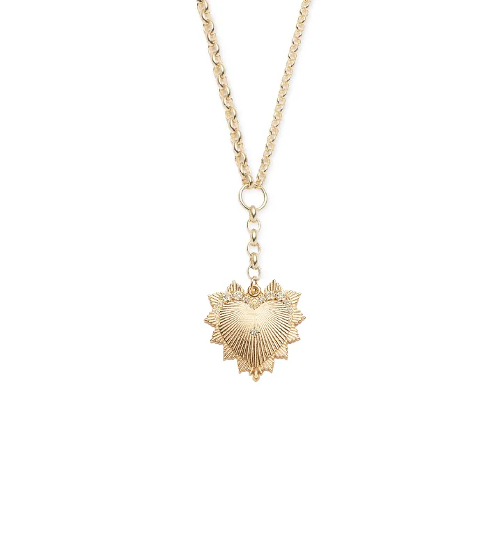 delicate angel wings necklace Graduated Diamond Heart Love Token - Love : Heavy Mixed Belcher Extension Chain Necklace
