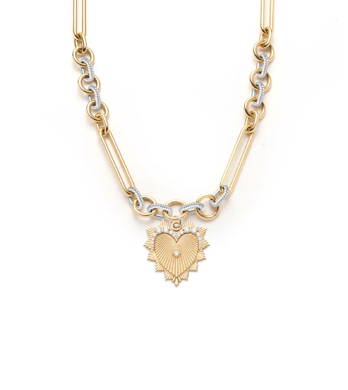 bold chunky cocktail ring Love : Oversized Pave Feature Mixed Clip Chain Necklace