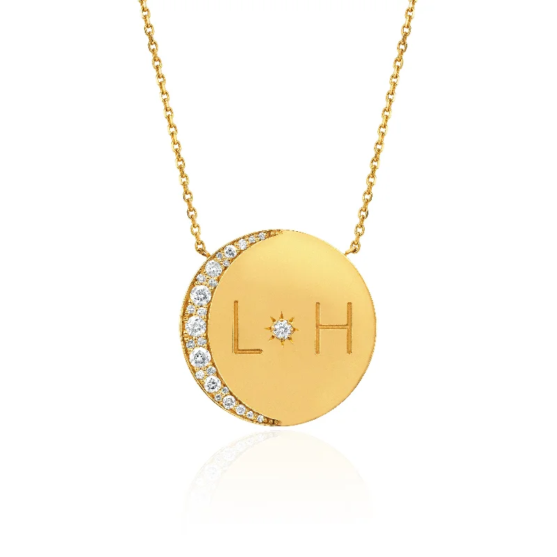 handcrafted gemstone ring women Custom Classic "Love You To The Moon and Back" Necklace with Diamonds