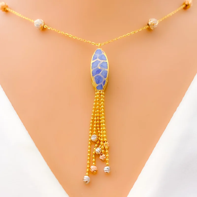 small diamond nose stud Lovely Lavish 22k Gold Pastel Meena Necklace