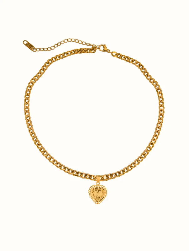 vintage-style garnet ring Lovers Heart Choker (Cuban Chain)
