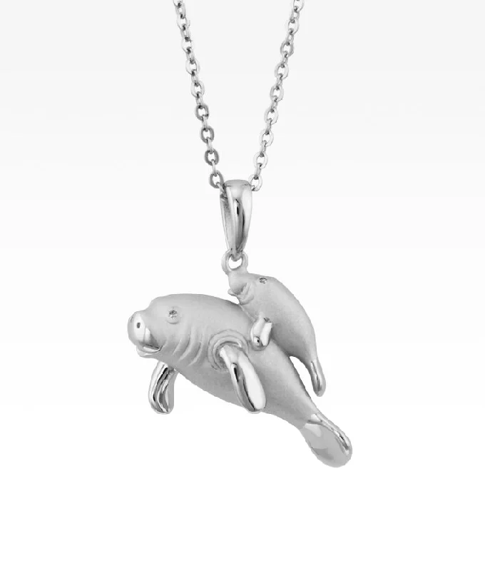 men’s rugged leather bracelet Manatee Mama & Baby Necklace