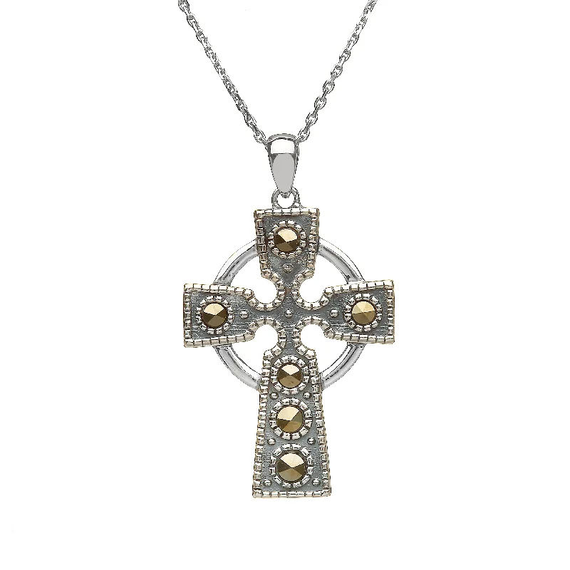 handmade braided hemp bracelet Marcasite Celtic Cross Pendant