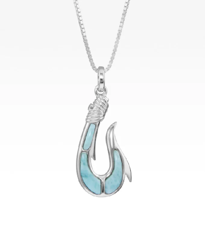 men’s silver wedding band Maui's Larimar Hook Necklace