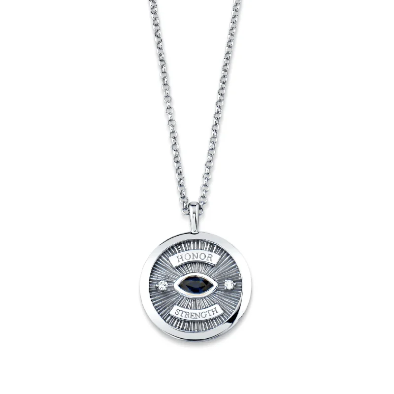 men’s leather and silver bracelet Men’s Sterling Silver Eye of Protection Coin Pendant