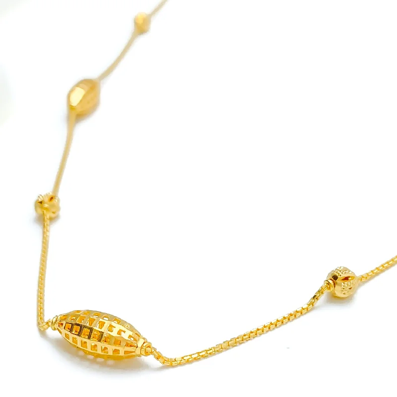 personalized hand-stamped bar ring Mesmerizing Golden 22k Gold Long Glowing Necklace - 28"