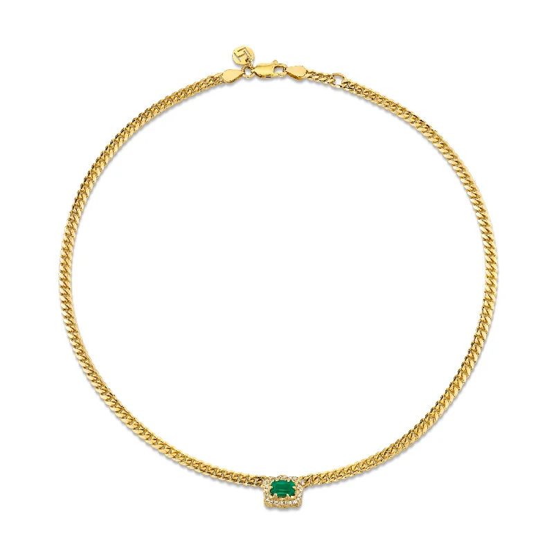 chunky boho turquoise ring Micro Queen Emerald Cuban Choker Full Pave Halo | Ready to Ship