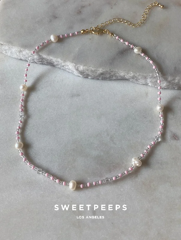 vintage-inspired moonstone necklace Milkshake Pink Choker