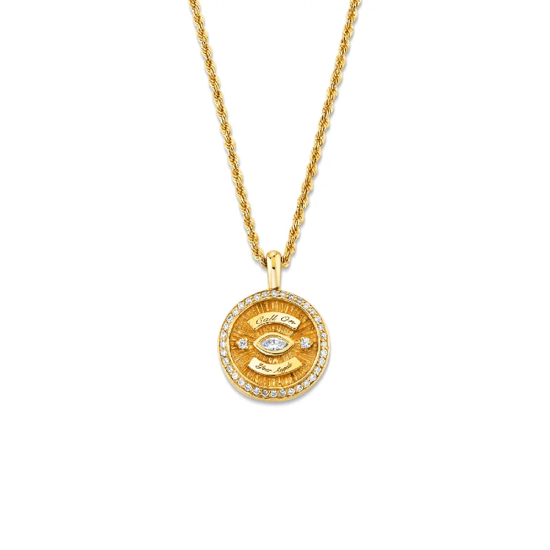 celestial galaxy planet earrings Mini Call On Your Angels Coin Necklace with Diamond Frame