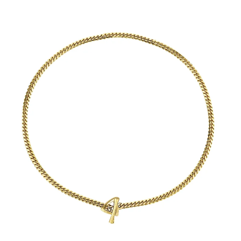 hammered gold signet ring Mini Trillion Toggle Choker
