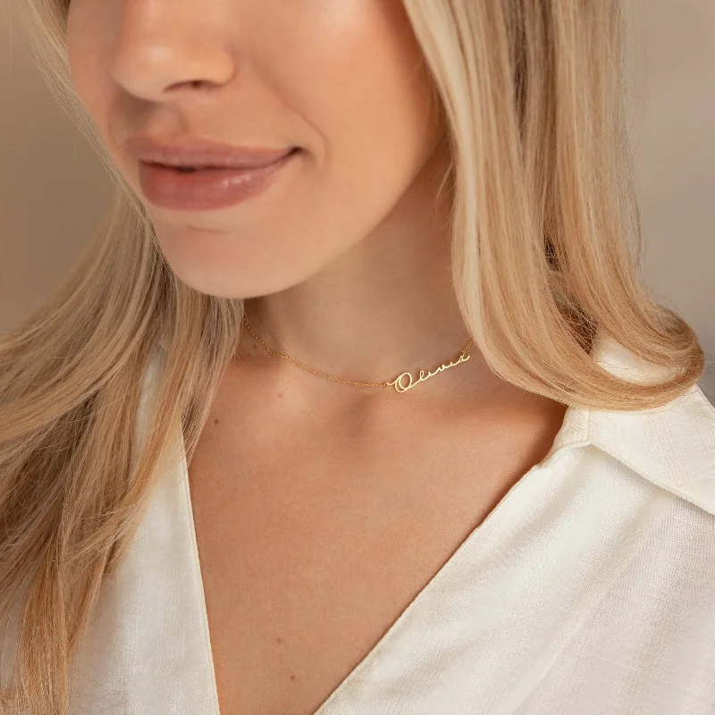 infinity couple’s ring matching set Minimal Sideways Name Necklace