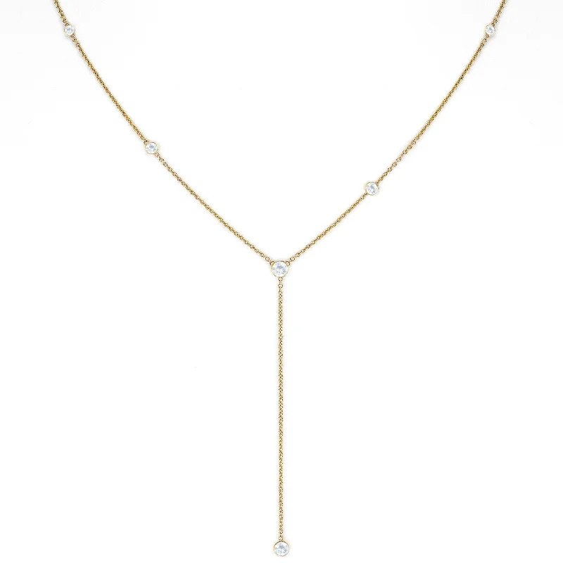 multi-gemstone eternity band Moonstone Star Droplet Lariat