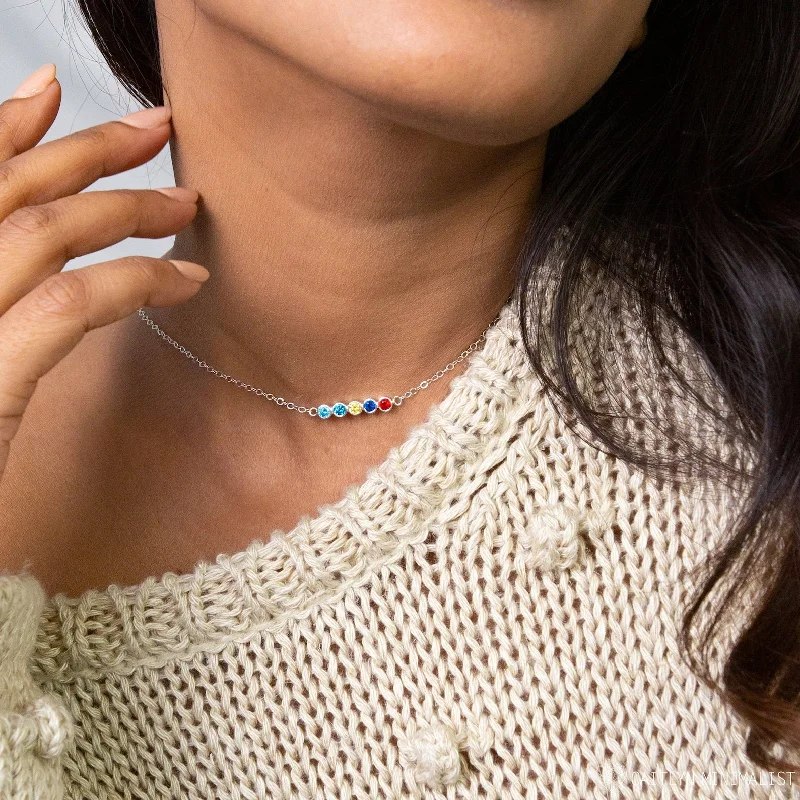 unique square diamond ring Multiple Birthstone Necklace