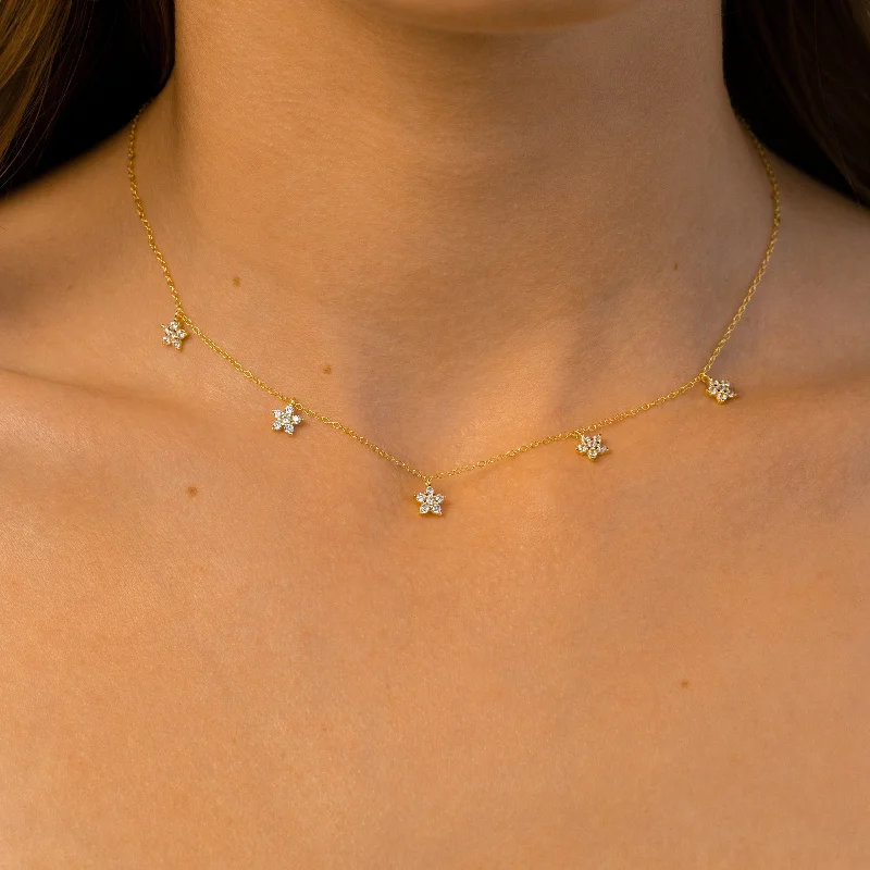 unique tribal silver ring Nanala Diamond Flower Necklace
