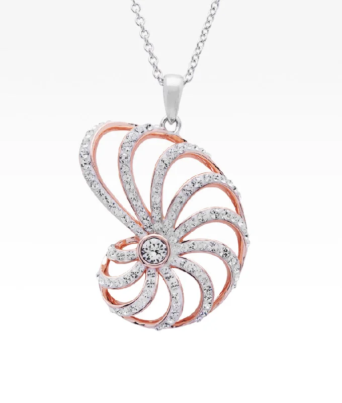 solid gold stacking rings set Crystal Nautilus Necklace