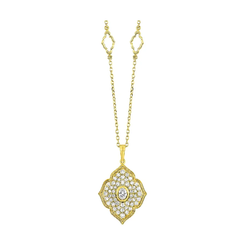 diamond halo pendant necklace 14Kt Yellow Gold Diamond 1/2Ctw Necklace