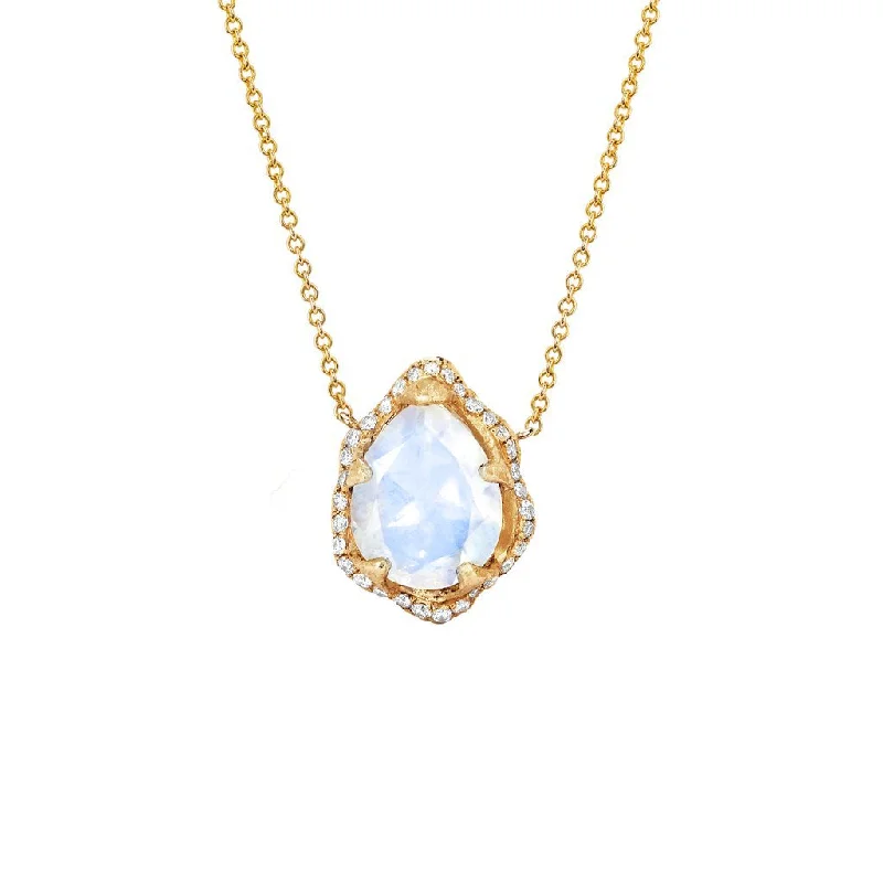 simple gold hoop earrings Baby Queen Water Drop Moonstone Necklace with Full Pavé Diamond Halo