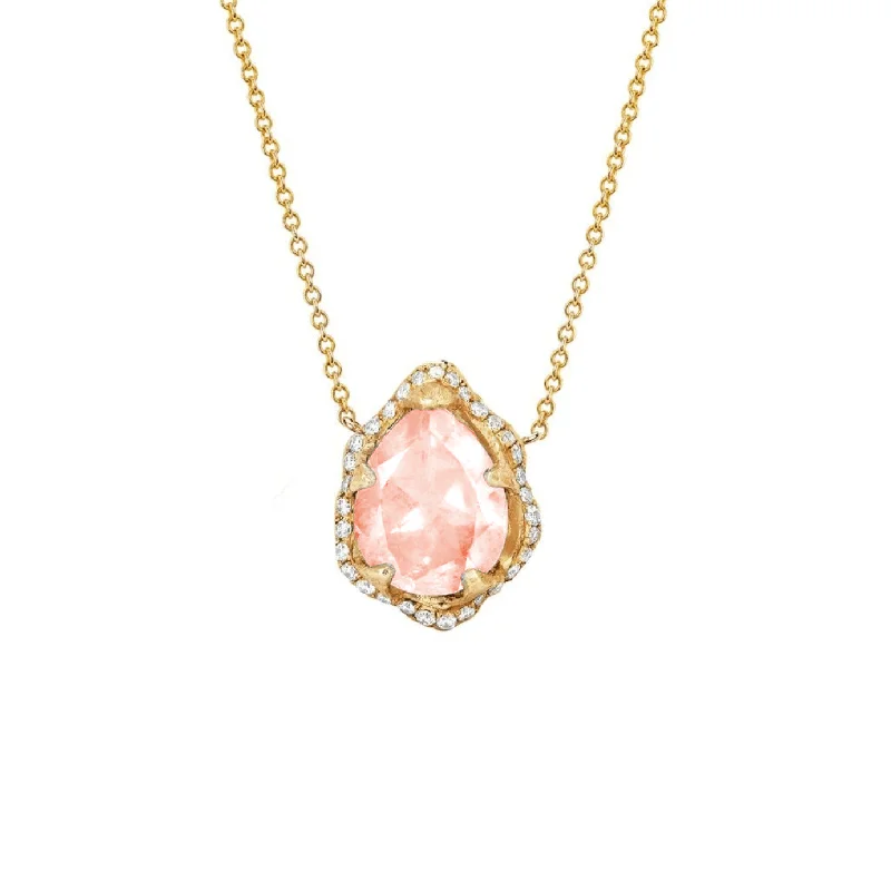 vintage sapphire engagement ring Baby Queen Water Drop Morganite Necklace with Full Pavé Halo