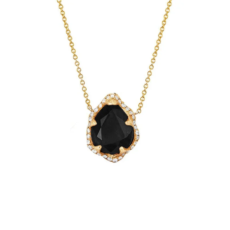 celestial orbit ring set Baby Queen Water Drop Onyx Necklace with Full Pavé Diamond Halo