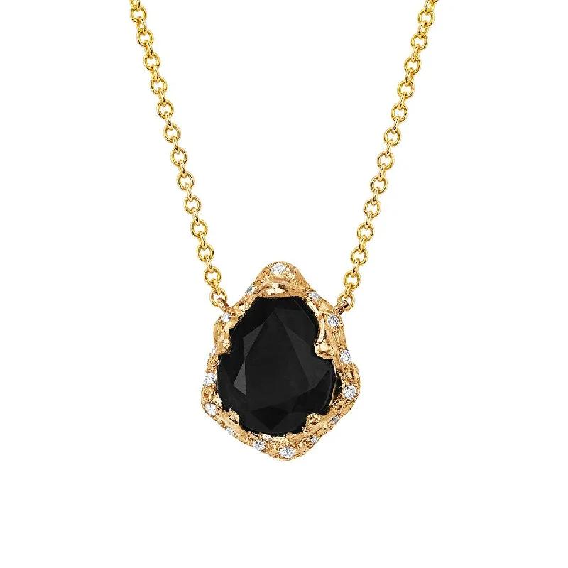 dainty pearl and diamond ring Baby Queen Water Drop Onyx Necklace with Sprinkled Diamonds